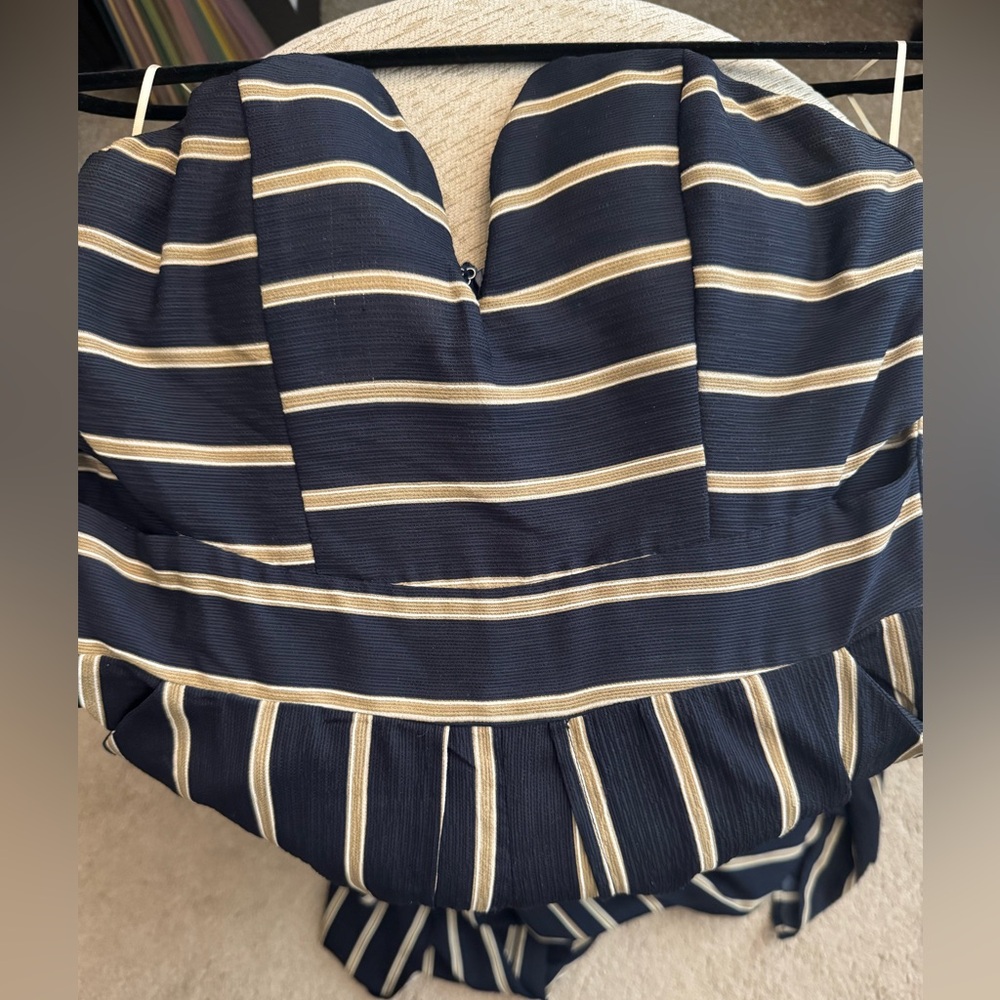 Striped Navy and Cream Jumpsuit